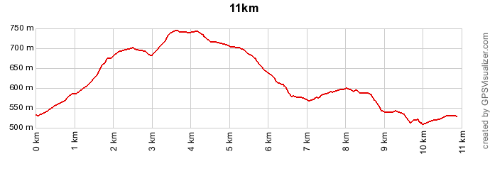 Höhenprofil 11km Strecke